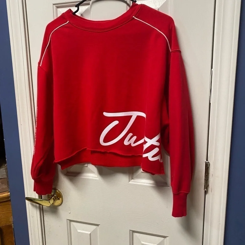 Justice girls Active Pullover Red Sweatshirt size 10 cropped